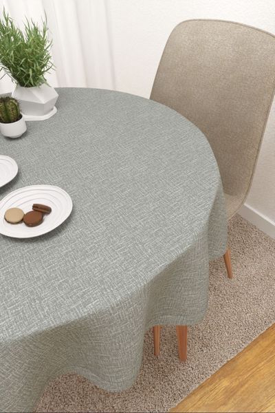 Tischdecke rund Lysel #3J Basiroa in silbergrau