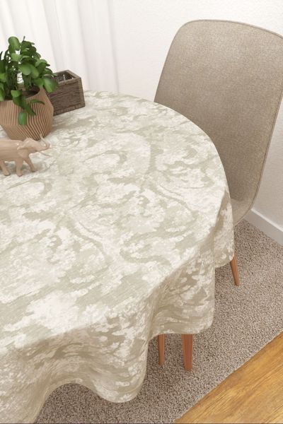Tischdecke rund Lysel #3J Carriso in beige