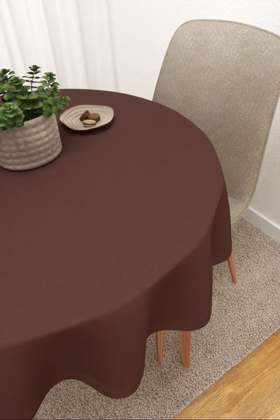 Tischdecke rund Lysel #3J Colmoa in schokobraun