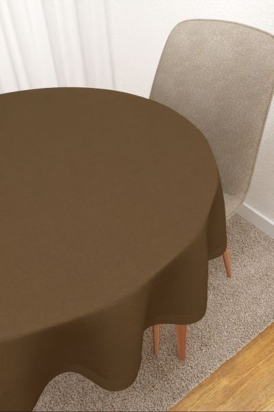 Tischdecke rund Lysel #3J Enna in rehbraun