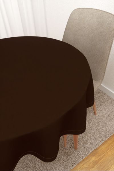 Tischdecke rund Lysel #3J Enna in schokobraun