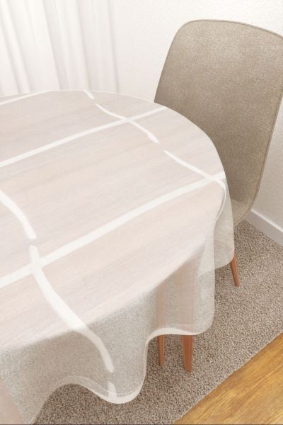 Tischdecke rund Lysel #3J Ikkuna in reinwei