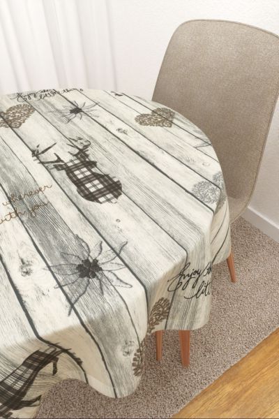 Tischdecke rund Lysel #3J Kankare in graubeige
