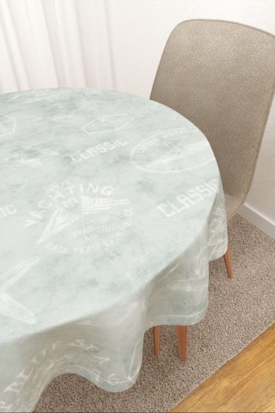 Tischdecke rund Lysel #3J Karuna in blaugrau