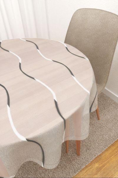 Tischdecke rund Lysel #3J Konya in grau