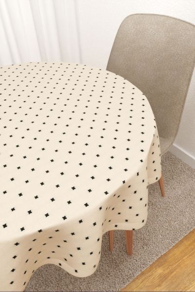 Tischdecke rund Lysel #3J Kreuzmuster in beige