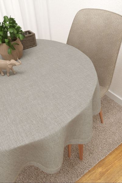 Tischdecke rund Lysel #3J Mamola in braunbeige