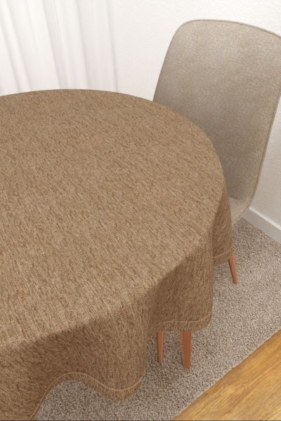 Tischdecke rund Lysel #3J Matomi in braunbeige