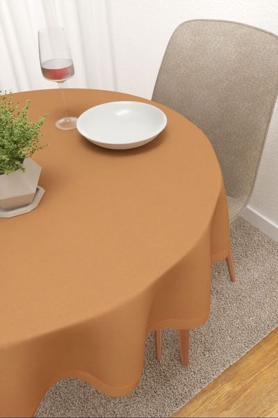 Tischdecke rund Lysel #3J Minitas in blassorange