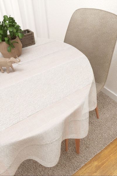 Tischdecke rund Lysel #3J Nakoni in Beige