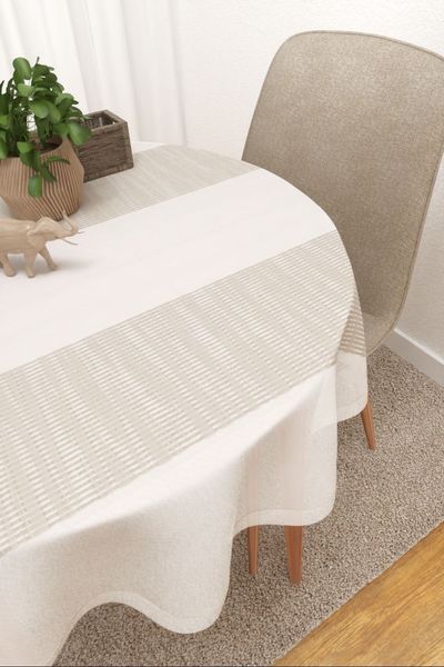 Tischdecke rund Lysel #3J Niema in Beige