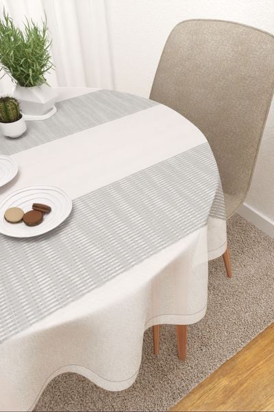 Tischdecke rund Lysel #3J Niema in Grau