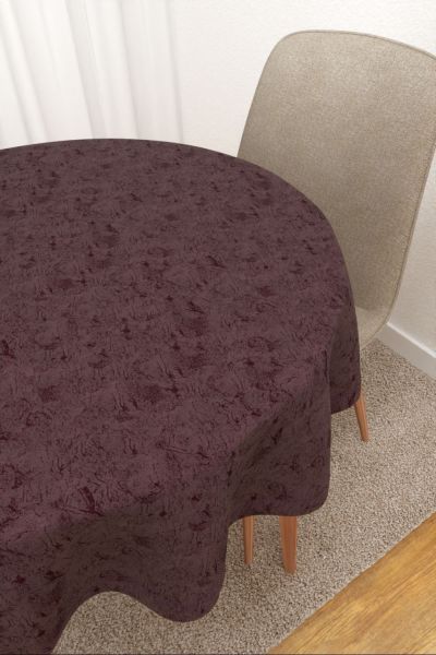 Tischdecke rund Lysel #3J Rosario in aubergine