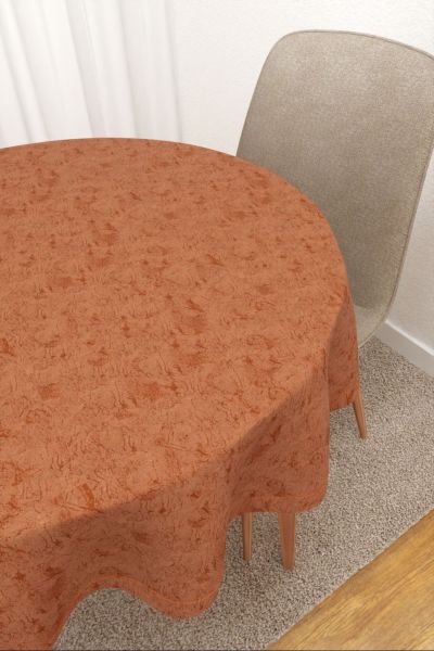Tischdecke rund Lysel #3J Rosario in orangebraun