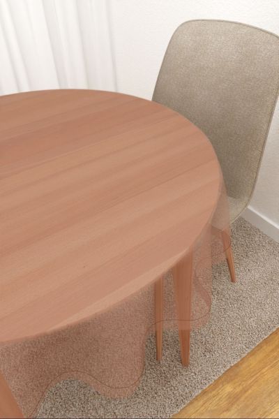 Tischdecke rund Lysel #3J Satara in blassbraun