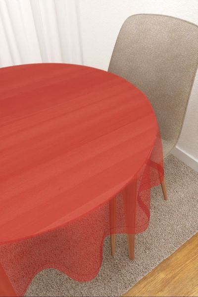 Tischdecke rund Lysel #3J Satara in kaminrot