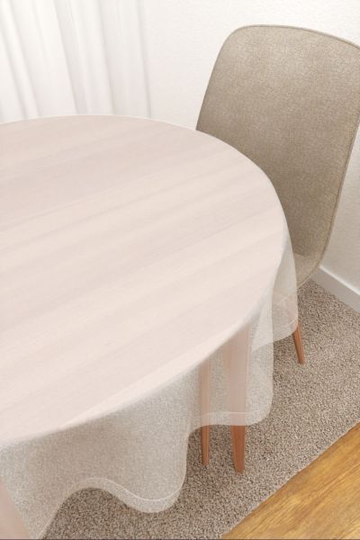Tischdecke rund Lysel #3J Satara in reinwei