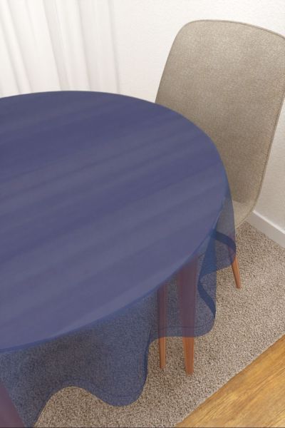 Tischdecke rund Lysel #3J Satara in saphirblau