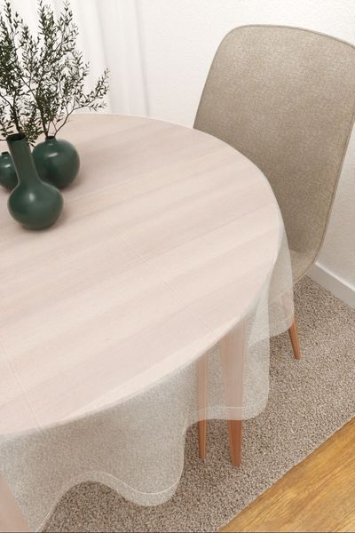 Tischdecke rund Lysel #3J Sumu in reinwei