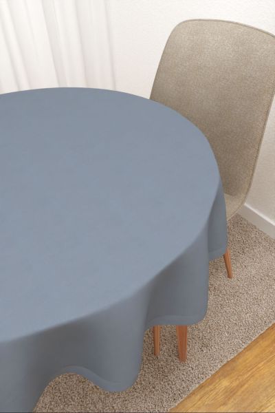 Tischdecke rund Lysel #3J Thermos in blaugrau