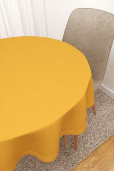Tischdecke rund Lysel #3J Thermos in goldgelb