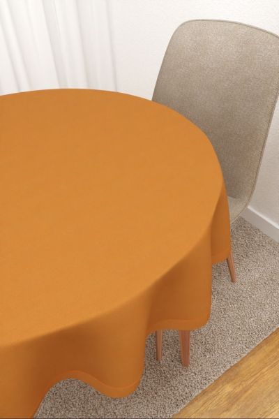 Tischdecke rund Lysel #3J Thermos in ocker