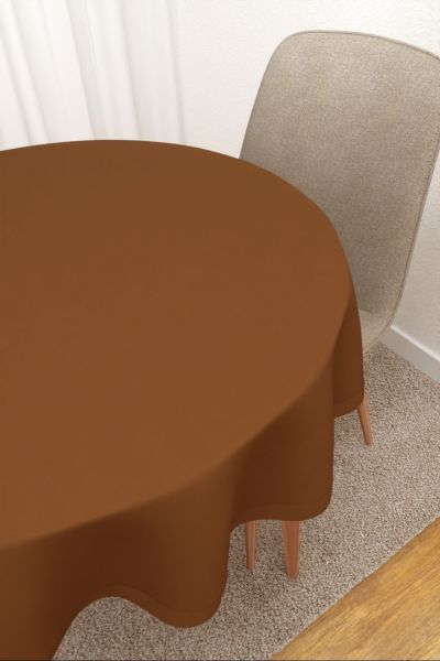 Tischdecke rund Lysel #3J Thermos in rehbraun