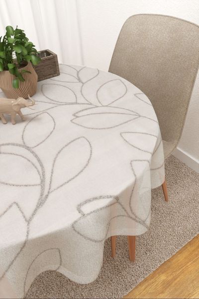Tischdecke rund Lysel #3J Tichitt in Beige