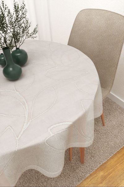 Tischdecke rund Lysel #3J Tichitt in Wei
