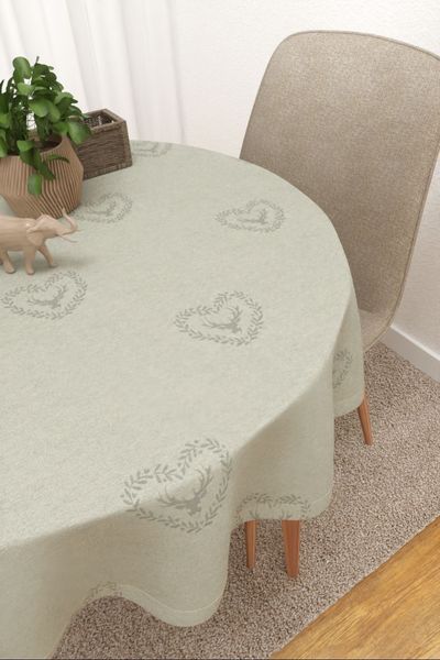Tischdecke rund Lysel #3J Villora in beige