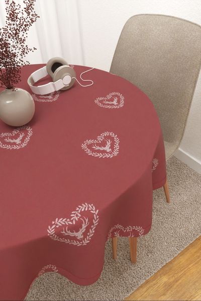 Tischdecke rund Lysel #3J Villora in rot