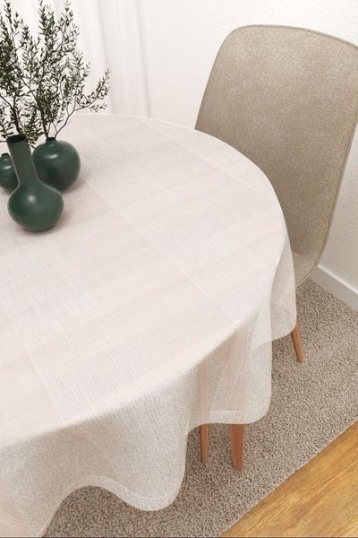 Tischdecke rund Lysel #3J Vivasumu in reinwei