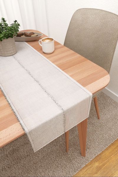 Tischlufer Lysel #3J Nakoni in Braunbeige