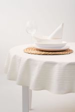 beige Vorschau Runde Damasttischdecke Lysel #2M Framelous beige