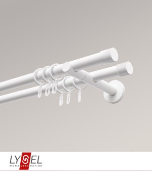 Lysel - SET Opal 160cm Doppel-Kombiträger offen 2-Lauf mit Endstücke Zylinder in Weiß