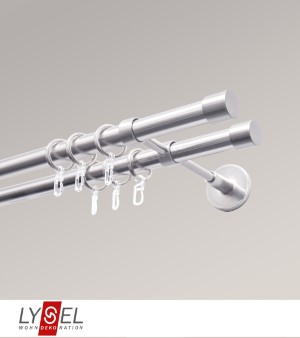 Lysel - SET Opal 160cm Doppeltrger geschlossen 2-Lauf mit Endstcke Kugel in Edelstahl-Optik