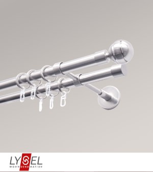 Lysel - SET Opal 160cm Doppeltrger geschlossen 2-Lauf mit Endstcke Kugel in Edelstahl-Optik