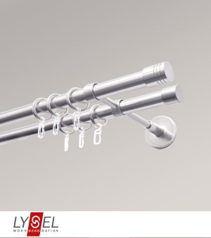 Lysel - SET Opal 160cm Doppeltrger geschlossen 2-Lauf mit Endstcke Zylinder in Edelstahl-Optik