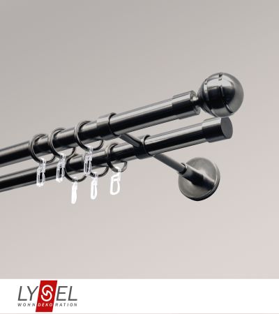 Lysel - SET Opal 160cm Doppeltrger geschlossen 2-Lauf mit Endstcke Kugel in titan