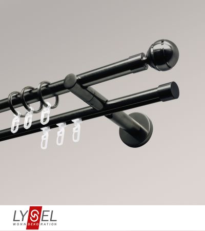 Lysel - SET Opal Innenlauf 160cm 2 Lauf Doppel-Kombitrger offen mit Endstcke Kappe in Edelstahl-Optik