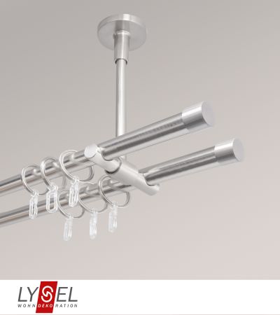 Lysel - SET Topaz 2-Lauf Doppeltrger offen 160cm Innenlauf mit Endstcke Kappe in Edelstahl-Optik