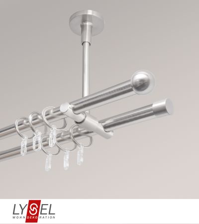Lysel - SET Topaz 2-Lauf Doppeltrger offen 160cm Innenlauf mit Endstcke Kappe in Edelstahl-Optik