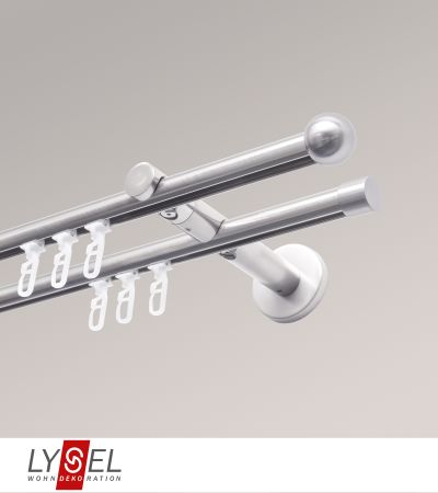 Lysel - SET Topaz 2-Lauf Doppelträger offen 160cm Innenlauf mit Endstücke Kugel in Edelstahl-Optik