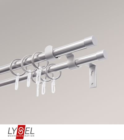 Lysel - SET Topaz 2-Lauf Doppelträger offen 160cm Innenlauf mit Endstücke Kappe in Edelstahl-Optik