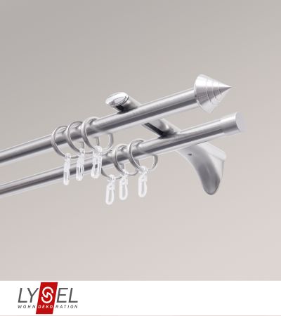 Lysel - SET Topaz 2-Lauf Doppeltrger offen 160cm Innenlauf mit Endstcke Kappe in Edelstahl-Optik