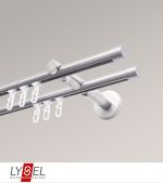 edelstahl-optik Vorschau Lysel - SET Opal Innenlauf 160cm 2 Lauf Doppel-Kombiträger offen mit Endstücke Kappe in Weiß #1W edelstahl-optik