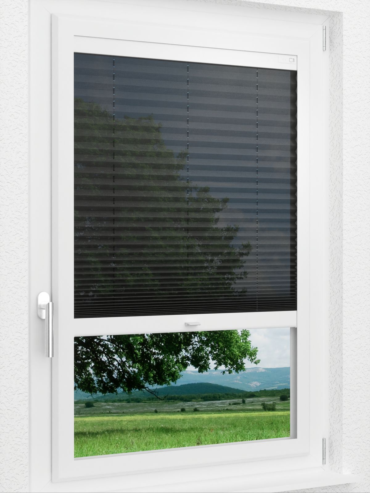 Stoff Plissee Maßanfertigung LYSEL HOME Plissee 139A Nero Smart Frame