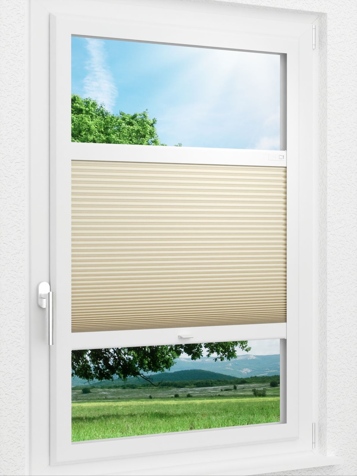 Stoff Plissee Ma&szlig;anfertigung LYSEL HOME Wabe 033A Evria BO Smart Frame