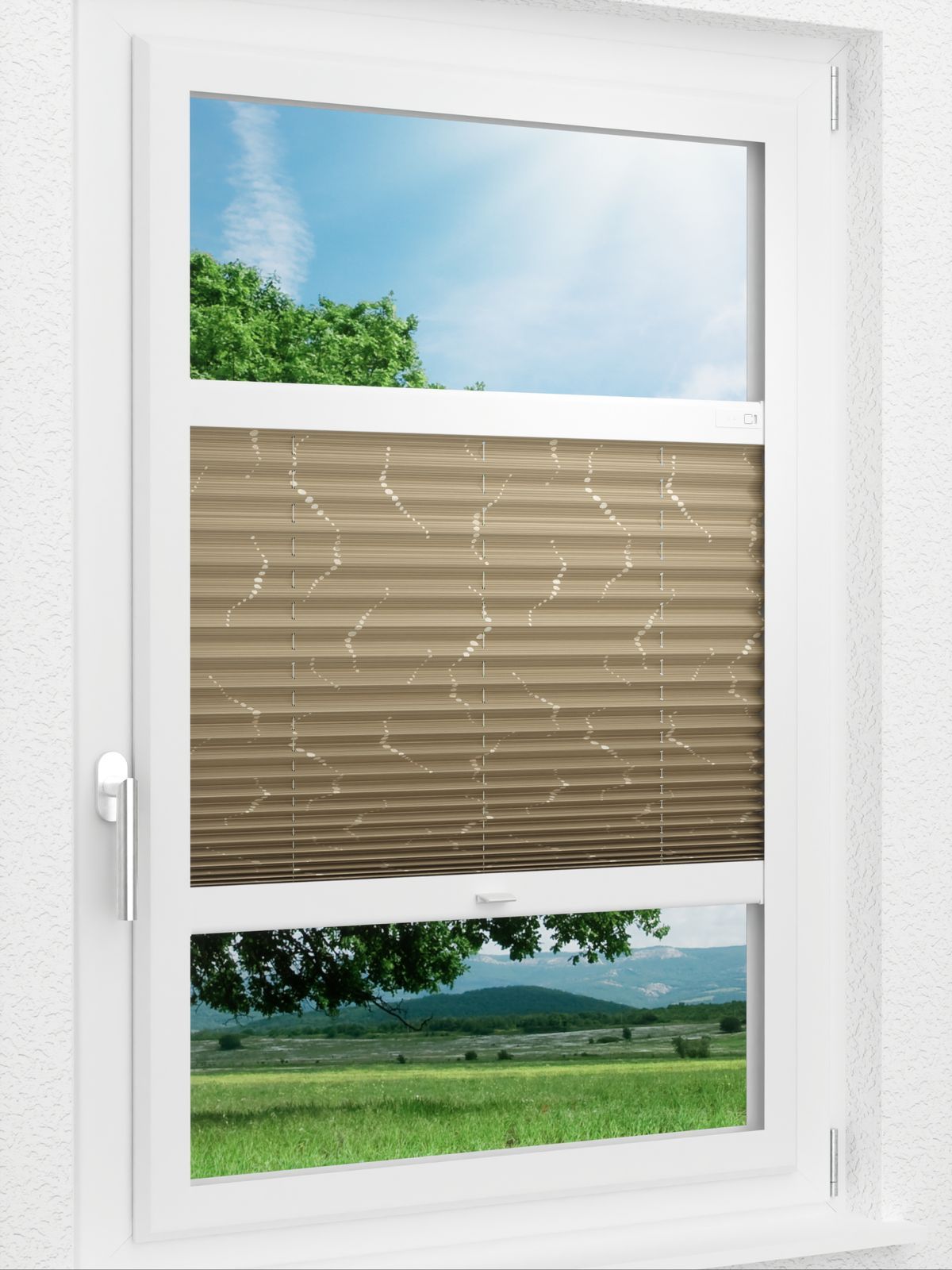 Stoff Plissee Ma&szlig;anfertigung LYSEL HOME Plissee 318A Weavy Pearls Smart Frame