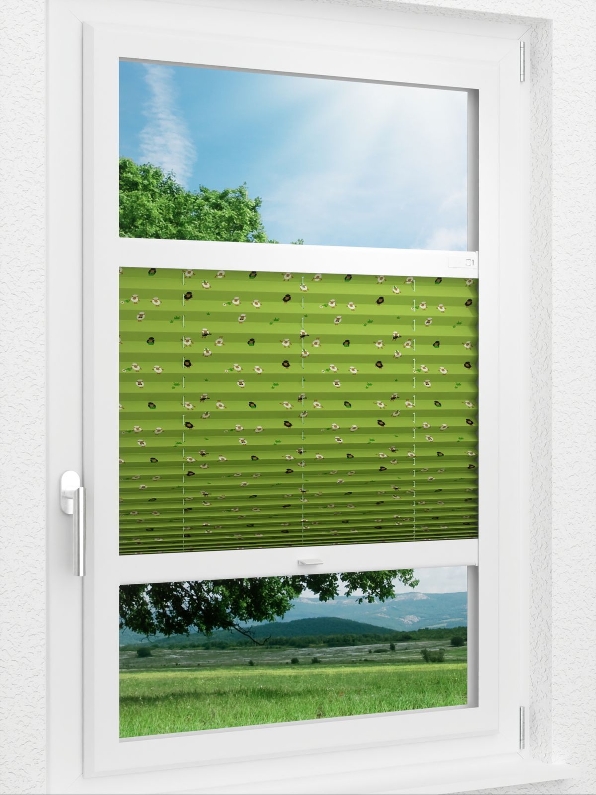 Stoff Plissee Ma&szlig;anfertigung LYSEL HOME Plissee 402A Little Sheeps Smart Frame